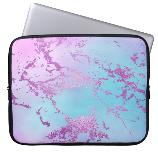Capa Para Notebook Chic Marble | Glitzy Glam Violet Purple Blue Ombro (Frente)