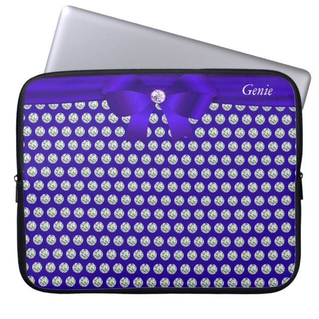 Capa Para Notebook Chic moderno & diamantes cintilantes em Laptop azu (Frente)