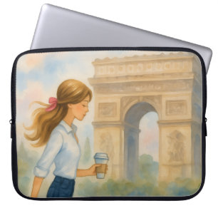 Capa Para Notebook Chic Paris Girl by Arc de Triomphe