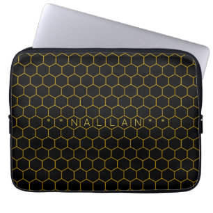 Capa Para Notebook Chic Preto-Escuro Personalizável do Padrão Honeyco
