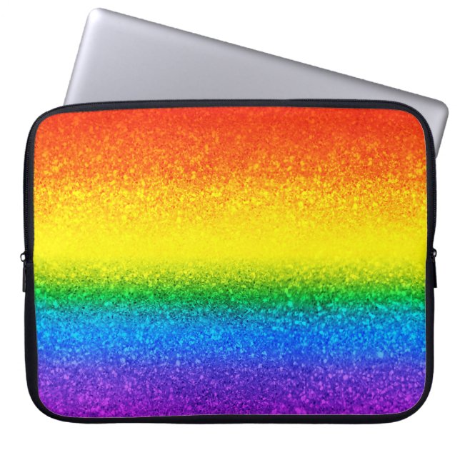 Capa Para Notebook Chic Rainbow Glitter Strike Monograma Nome (Frente)