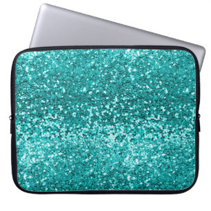 Capa Para Notebook Chic Teal Aqua Turquoise Glitter Sparkle