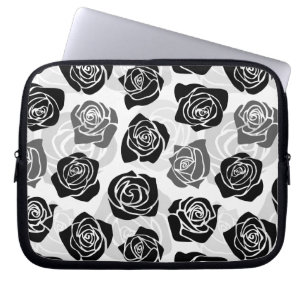 Capa Para Notebook Chic Vintage - rosas brancas e pretas