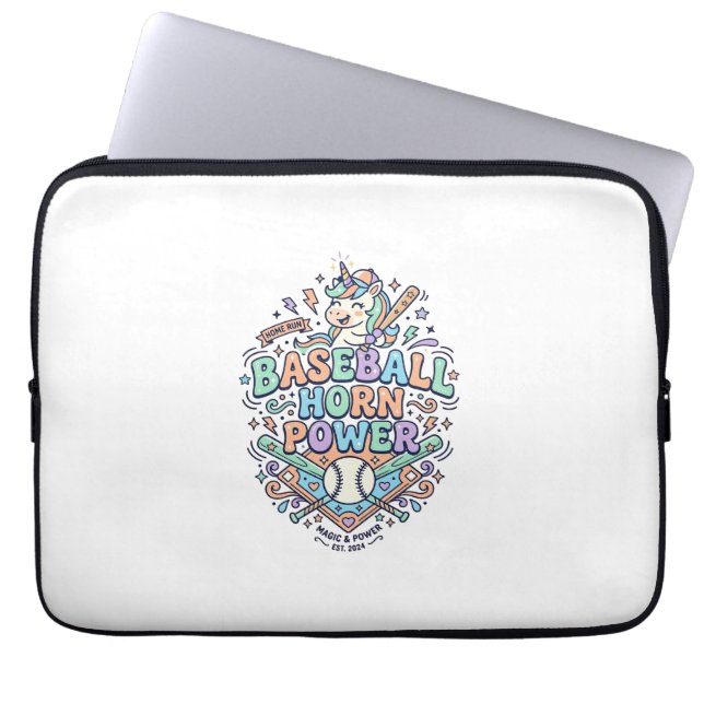 Capa Para Notebook Chifre de Beisebol Unicórnio Poder Kawaii Design V (Frente)