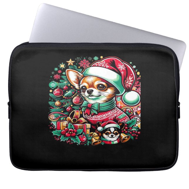 Capa Para Notebook Chihuahua Christmas Cheer! Classic T-Shirt (Frente)