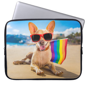 Capa Para Notebook Chihuahua Dog na praia