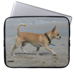 Capa Para Notebook Chihuahua na praia