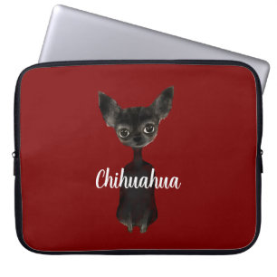 Capa Para Notebook Chihuahua retrô preto burgundy creme