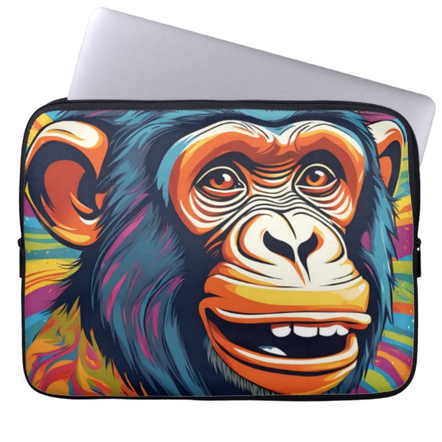 Capa Para Notebook Chimpanzé Engraçado e Louco (Frente)