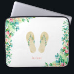 Capa Para Notebook Chinelos Botânicos de Praia<br><div class="desc">Lindas flores botânicas de aquarela e folhagem embelezadas de chinelos e arranjos,  bolsas de laptop personalizadas.</div>