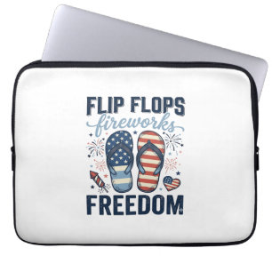 Capa Para Notebook Chinelos Patrióticos Fogos de Artifício Camisa Lib