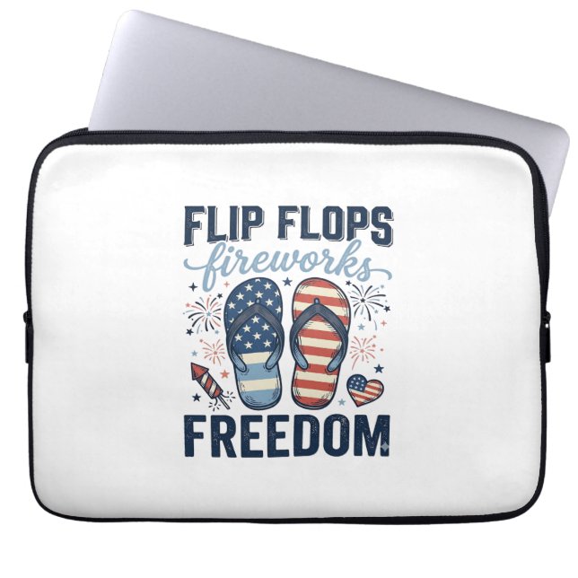 Capa Para Notebook Chinelos Patrióticos Fogos de Artifício Camisa Lib (Frente)