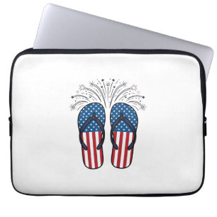 Capa Para Notebook Chinelos Patrióticos Fogos de Artifício Camiseta d