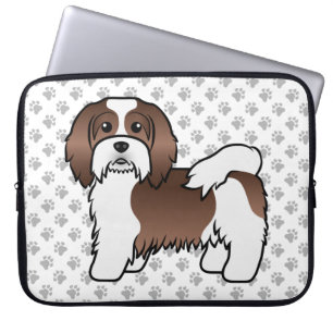 Capa Para Notebook Chocolate E Cão-De-Cartoon Branco-Havanês
