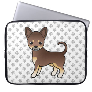 Capa Para Notebook Chocolate E Tan Casaco Chihuahua Cachorro E Patas