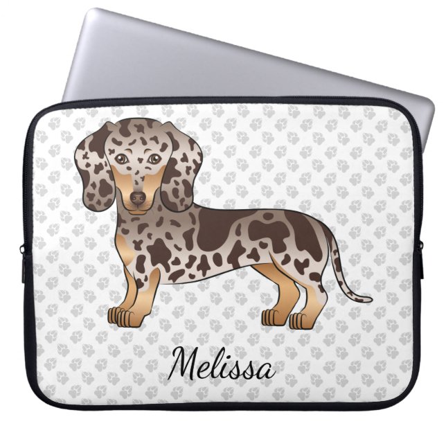 Capa Para Notebook Chocolate e Tan Dapple Dachshund de Pelo Curto & N (Frente)