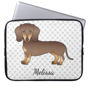 Capa Para Notebook Chocolate E Tan Short Hair Dachshund & Name