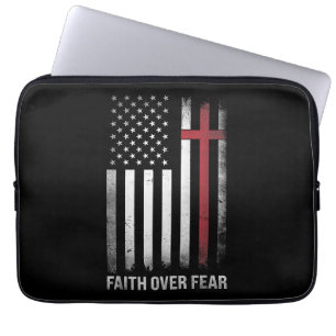 Capa Para Notebook Christian EUA Flag American Cristo Faith Over F