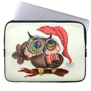 Capa Para Notebook Christmas Laptop Sleeve Gift Baby Owl with Gifts