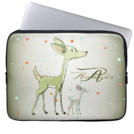 Capa Para Notebook Christmas Monogram Green Deers Holidays Cute