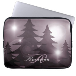 Capa Para Notebook Christmas Monogram Pink Trees Holiday Winter