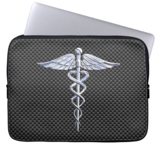 Capa Para Notebook Chrome Caduceus Símbolo Médico Fibra Impressão