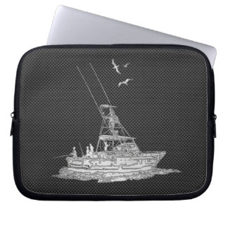 Capa Para Notebook Chrome Fishing Boat on Carbon Fiber Decor