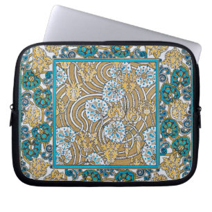 Capa Para Notebook ciclamen azul arte nova flor botânica