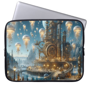 Capa Para Notebook Cidade Antiga Futurística Steampunk com medusa