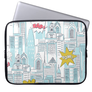 Capa Para Notebook Cidade dos quadrinhos: padrão vintage
