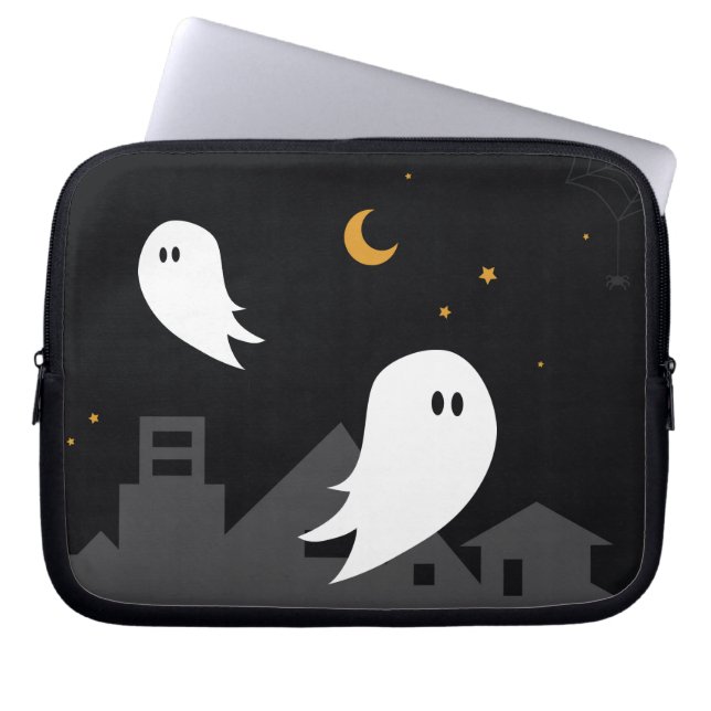 Capa Para Notebook Cidade fantasma do desenho animado do Halloween (Frente)
