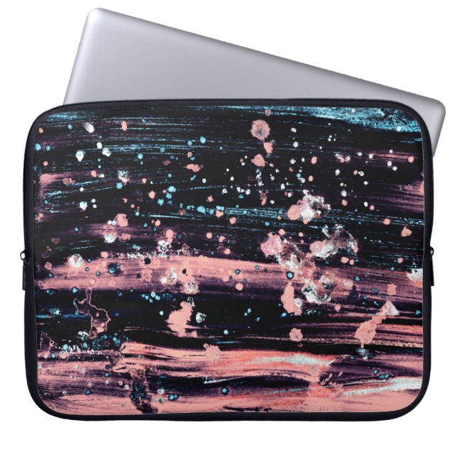 Capa Para Notebook cinza abstrato artística escura e fundo rosa wi (Frente)