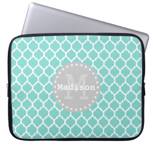 Capa Para Notebook Cinza azul brilhante Monograma de Latite marroquin