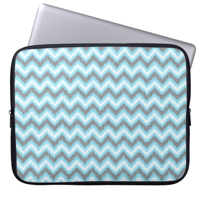 Capa Para Notebook Cinza Azul Ikat Chevron Zigzags (Frente)