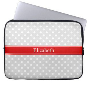 Capa Para Notebook Cinza Branco Bolinhas Red Name Monograma