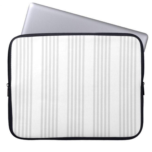 Capa Para Notebook Cinza clara e padrão de cinco faixas brancas (Frente)
