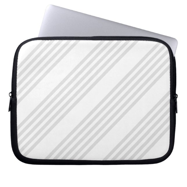 Capa Para Notebook Cinza clara e padrão de cinco faixas brancas (Frente)