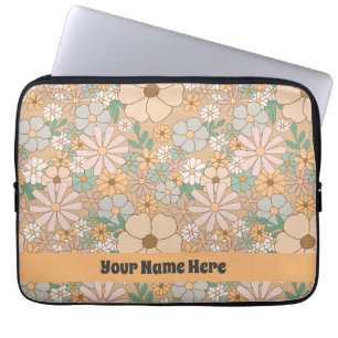 Capa Para Notebook Cinza Cor-de-rosa cor laranja pêssego Floral