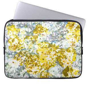 Capa Para Notebook Cinza de cor da água amarela, padrão de flor da ág
