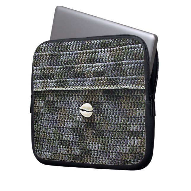 Capa Para Notebook Cinza de Cowrie Artisan Crochet Eletrônicos Bag (Frente Esquerda)