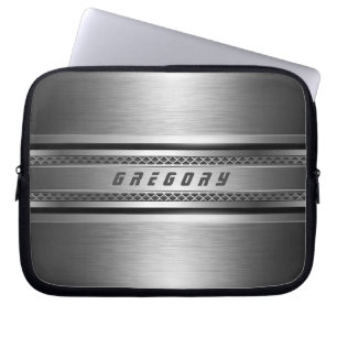 Capa Para Notebook Cinza de Design de Prata Masculina Faux