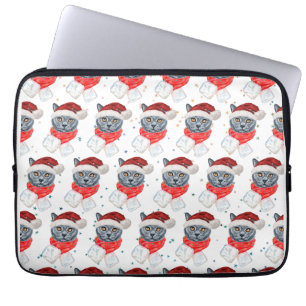 Capa Para Notebook Cinza de Gato de Cachorro com Scarf