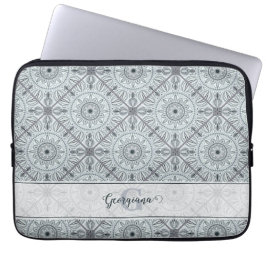 Capa Para Notebook Cinza de Harmonia Floral Personalizada Mandala
