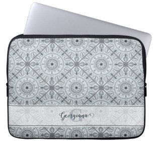 Capa Para Notebook Cinza de Harmonia Floral Personalizada Mandala