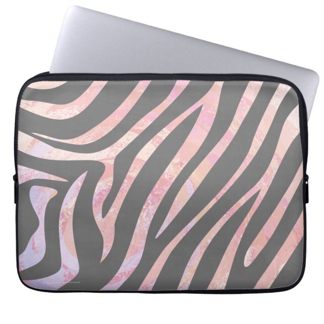 Capa Para Notebook Cinza de Zebra Light e Impressão rosa (Frente)