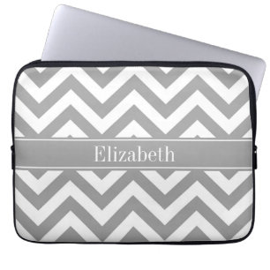 Capa Para Notebook Cinza Dk White LG Chevron Dk Cinza Nome Monograma