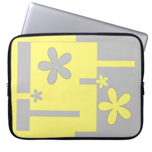 Capa Para Notebook cinza e impressão amarela,