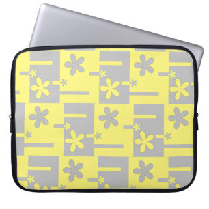 Capa Para Notebook cinza e impressão amarela, bolsa de laptop