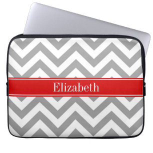 Capa Para Notebook Cinza Escura Lg Chevron Red Name Monograma