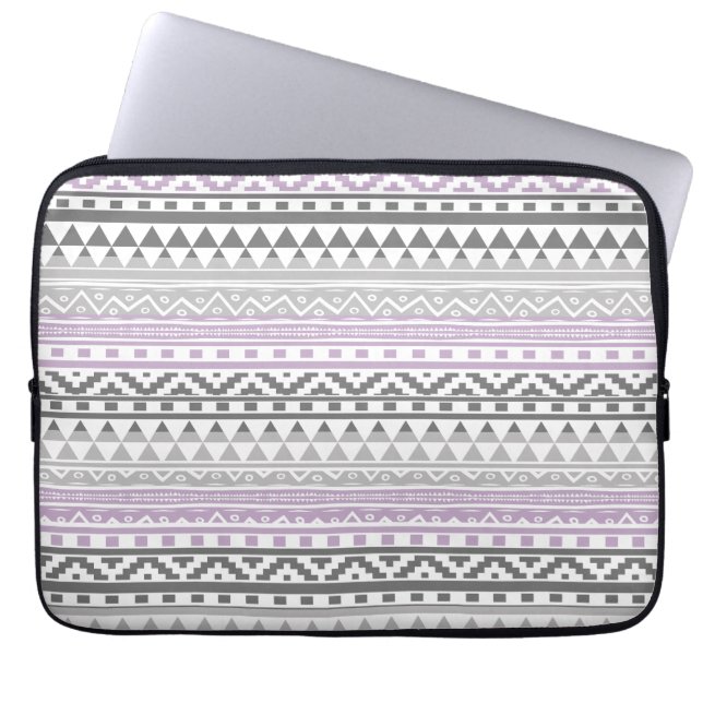 Capa Para Notebook Cinza Geométrica Das Impressões Roxas Aztec Padrão (Frente)